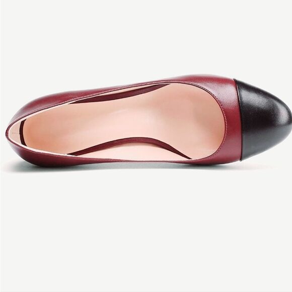 NIB ALLASWISH Women's Mid Heel Pumps Shoes Round Toe Color Blocking - Picture 5 of 9